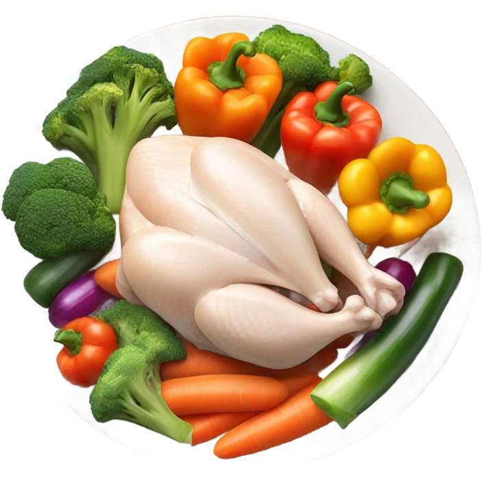 chicken with veggies in plate emoji