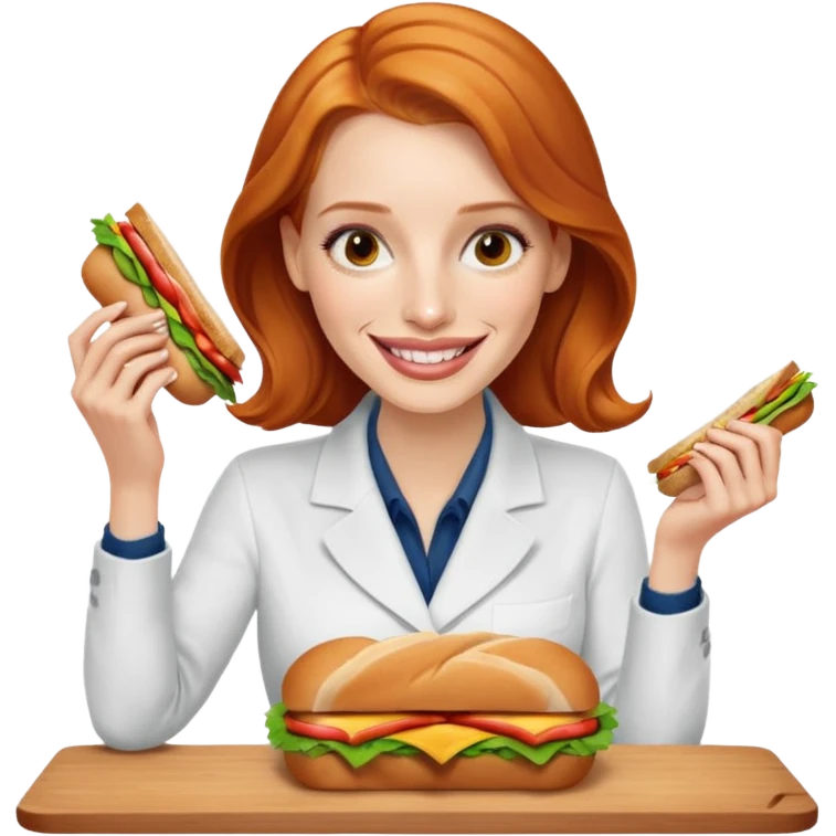 Jessica Chastain, making sandwich  emoji