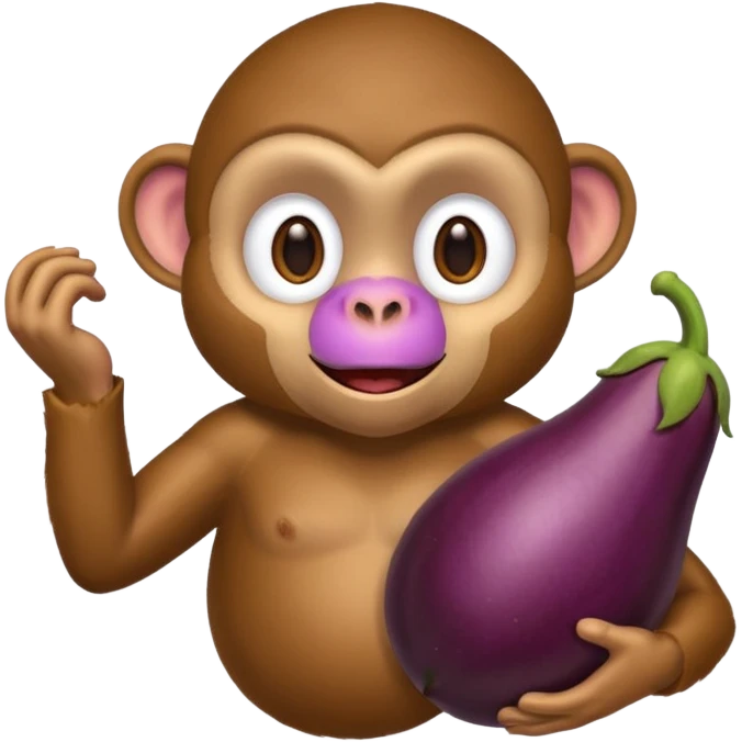 Monkey with an eggplant emoji