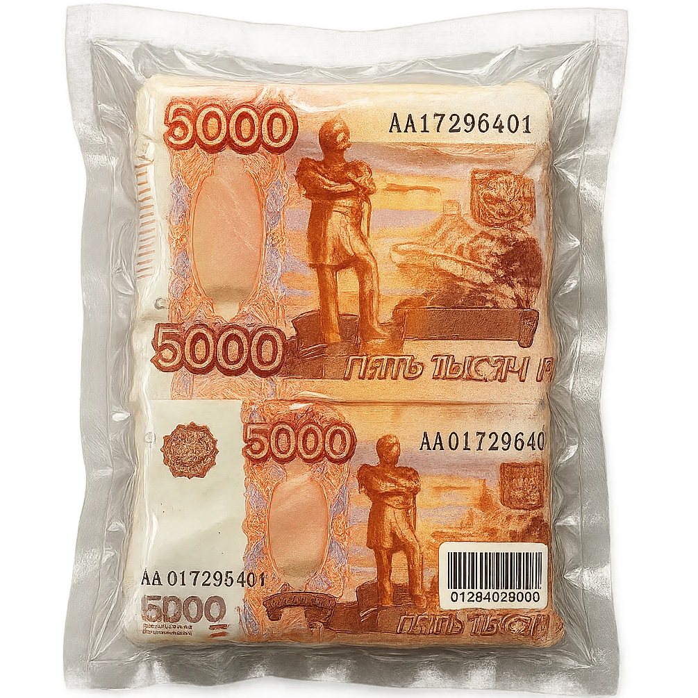 5000 Russian ruble banknote, glossy and puffy, vacuum-sealed style emoji