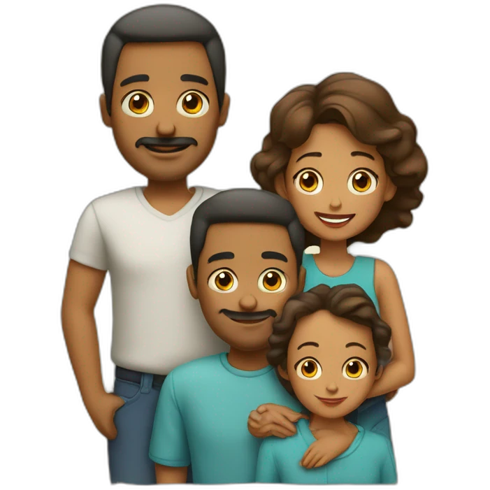 papa, maman, enfant, pas content emoji