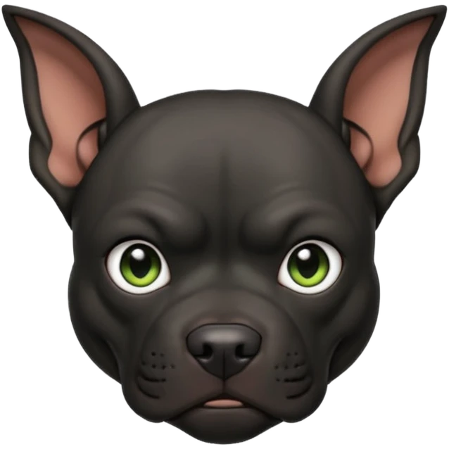 fully black pitbull with floppy goblin ears emoji