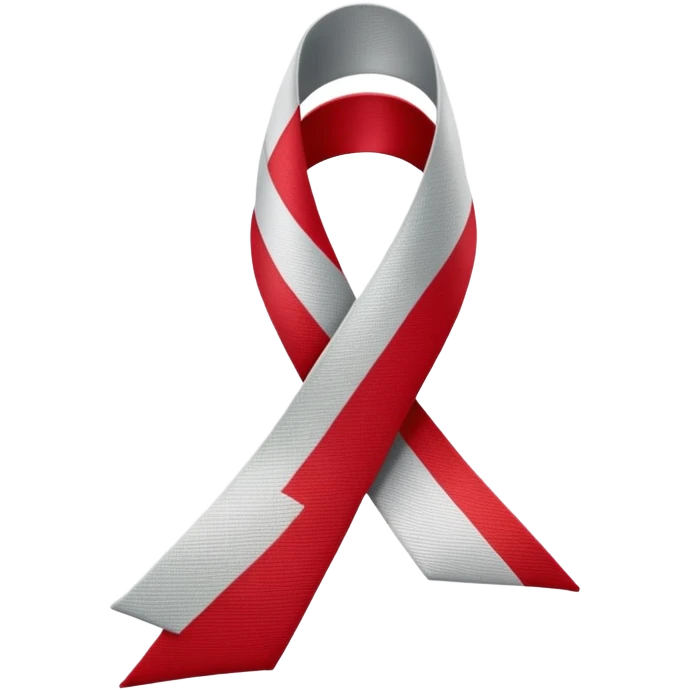Red white and gray awareness ribbon emoji
