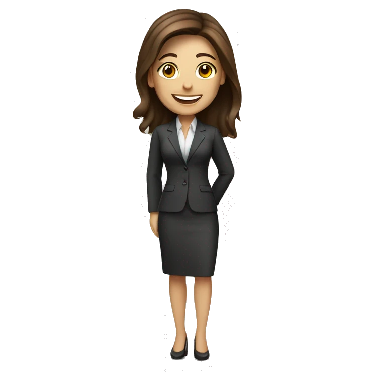 Business woman full body brown hair and white skin smiling  emoji