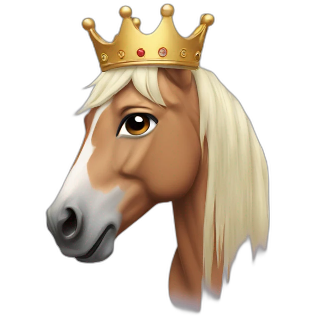 crying horse with a crown emoji