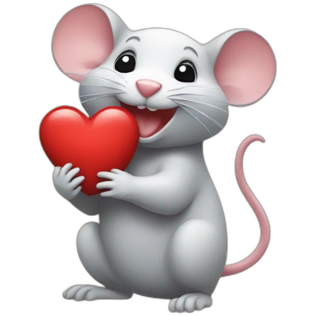happy rat with a heart in it's hand emoji