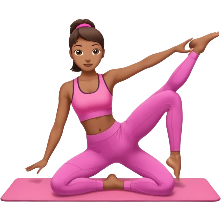medium-skinned woman doing Pilates in pink sportswear emoji