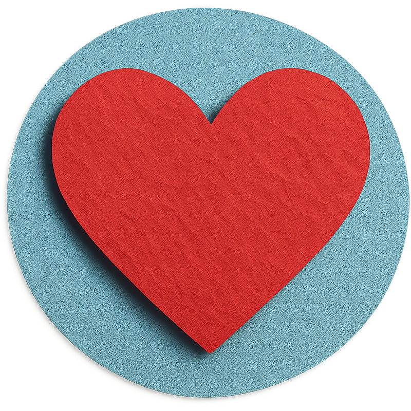heart shape, paper craft style, with a blue background emoji