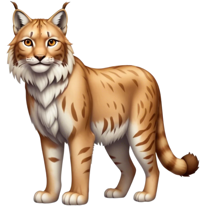Lynx, full body in the style of the apple tiger and lion, realistic, friendly, snow emoji