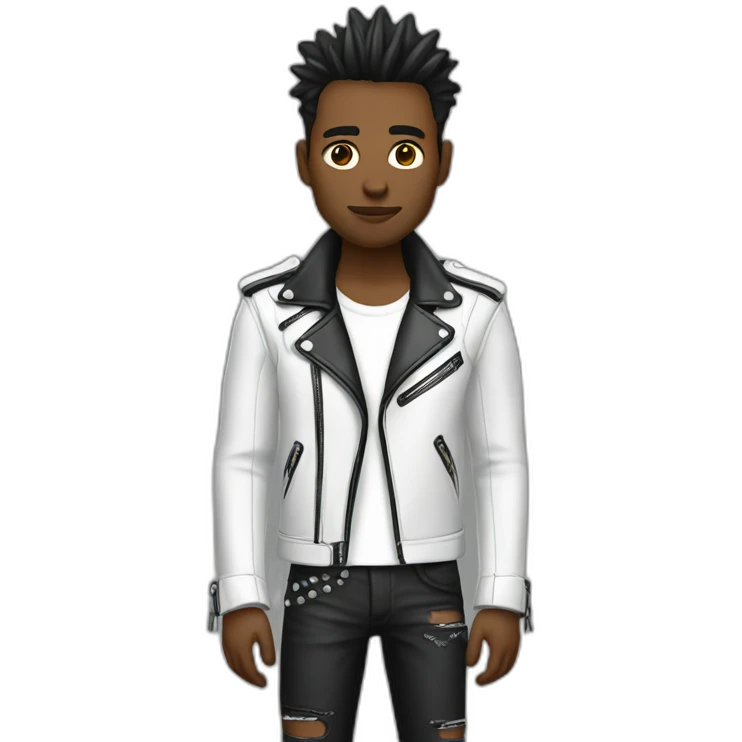 Punk man with white leather jacket emoji