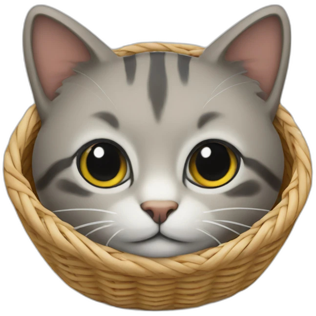 Un chat dans un panier emoji