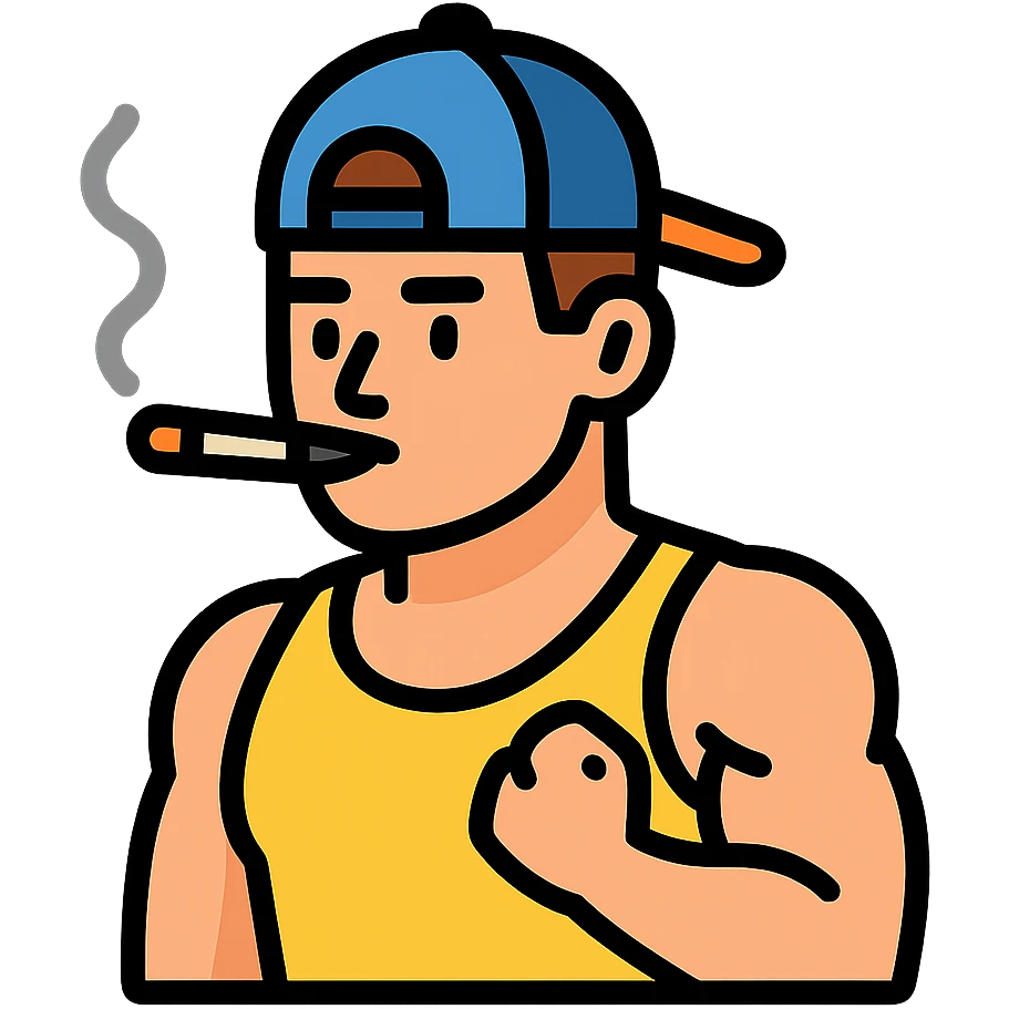 jock with a cigarette, color outline icon style emoji