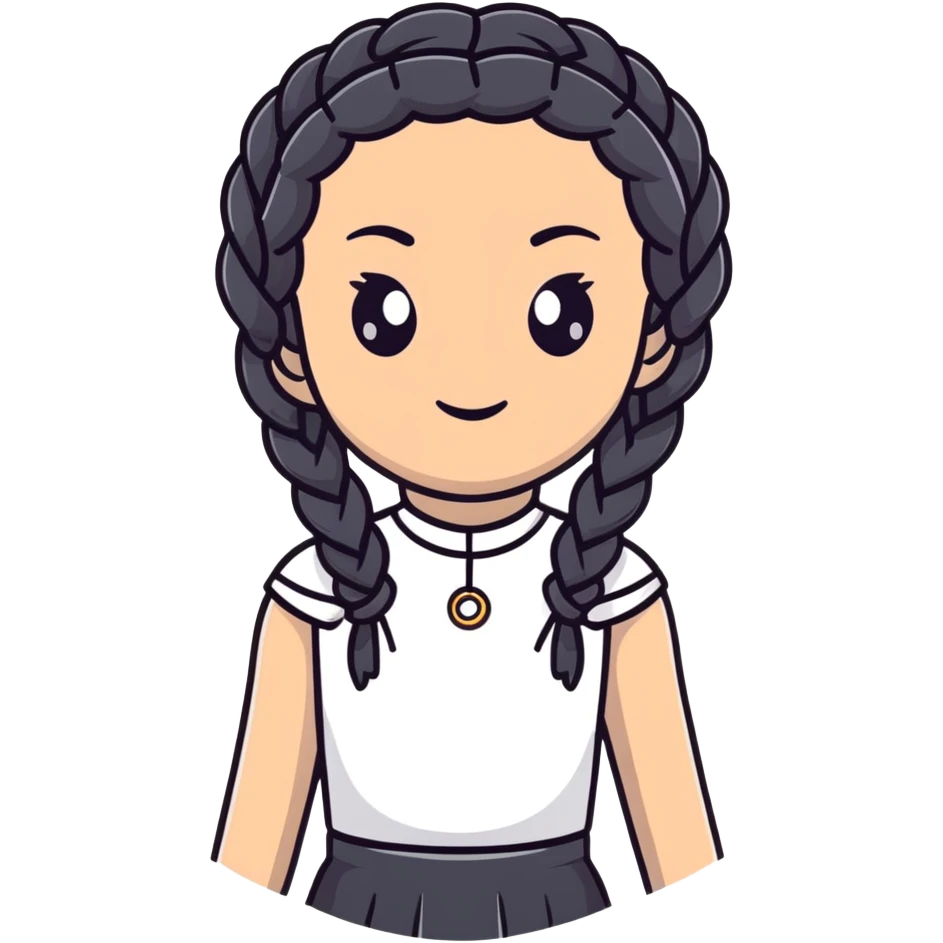 black braided hair with silver rings emoji