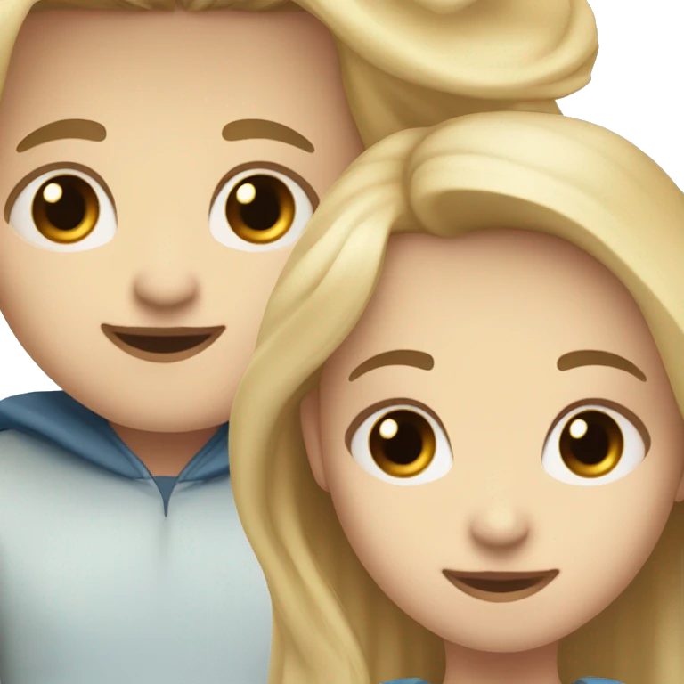 Short blonde girl with boy eyes with a tall boy with Brown hair and blue eyes emoji
