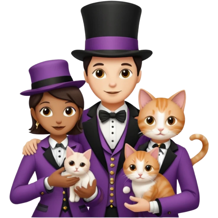 magician couple and their pet cat emoji