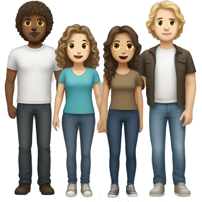 White couple With brown hair, the boy has a mullet, the girl has microbangs emoji