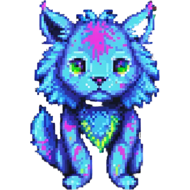 Neon Fantasy Furry-Fakémon-Creature with splash markings (full body) emoji