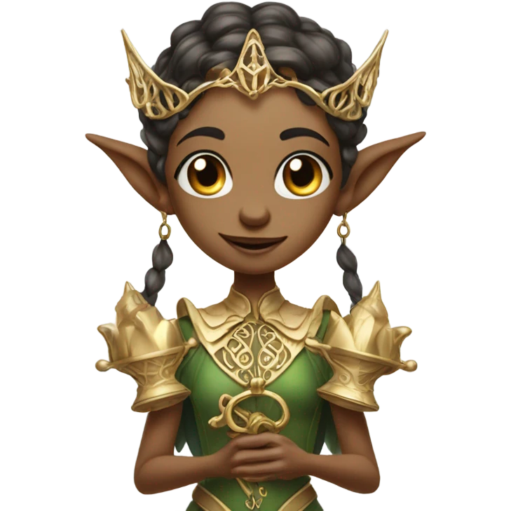 an elf woman login holding a big key emoji