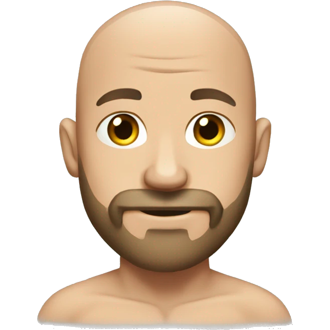 muscular bald man with beard in towel emoji
