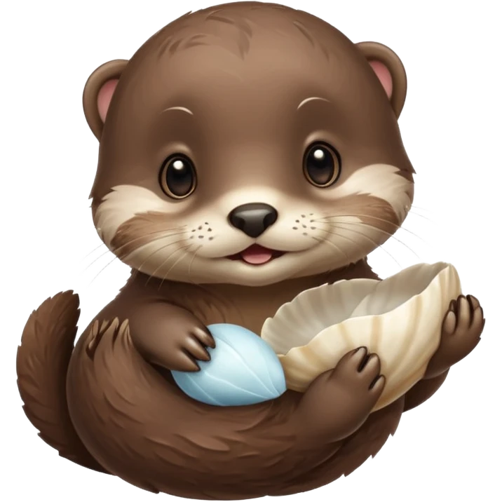 baby otter hold a shell emoji
