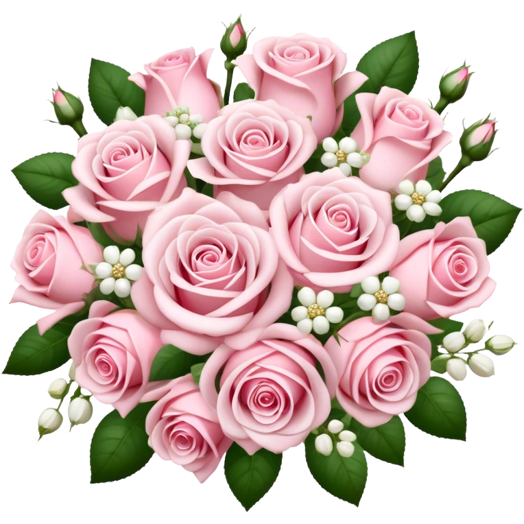 Light Pink with roses and white flowers wedding bouquet realistic  emoji