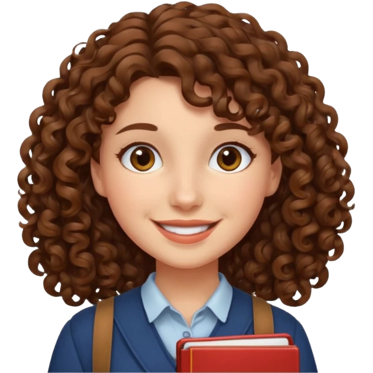 woman student , curly hair emoji