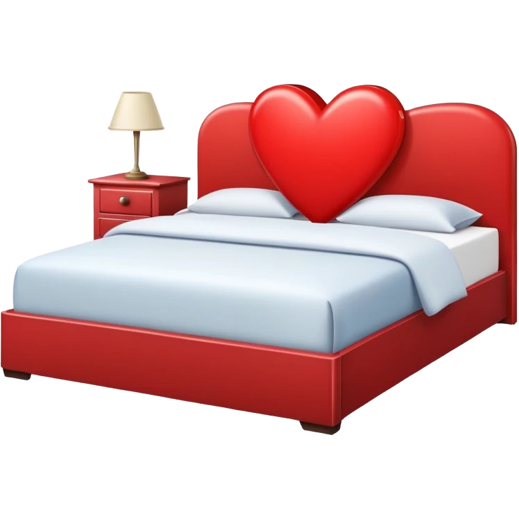 bed with a large red heart replacing the headboard emoji