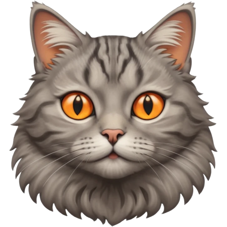 A high-resolution photo-realistic digital illustration of a solid grey tabby cat, chest upward emoji
