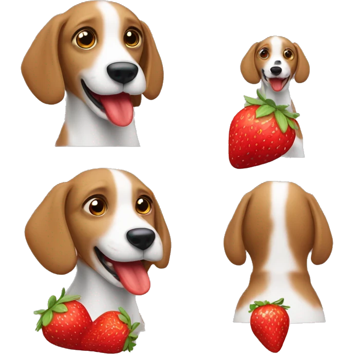 Dog eating strawberry ￼ emoji