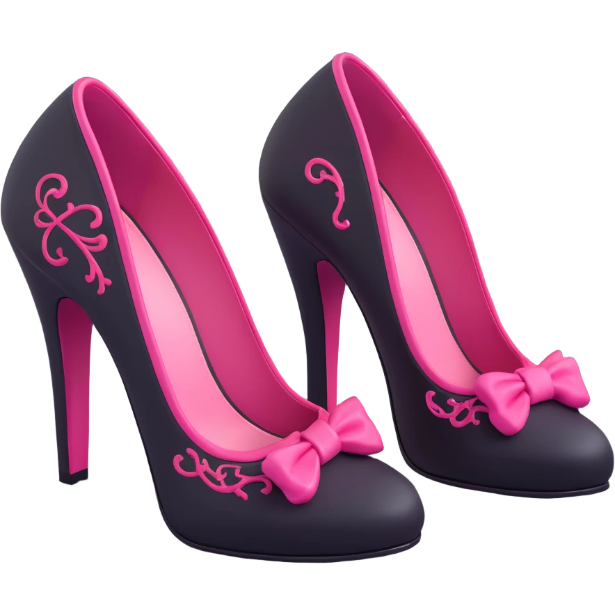 BLACKPINK-inspired gothic shoes, no hearts, black and pink, cute  emoji