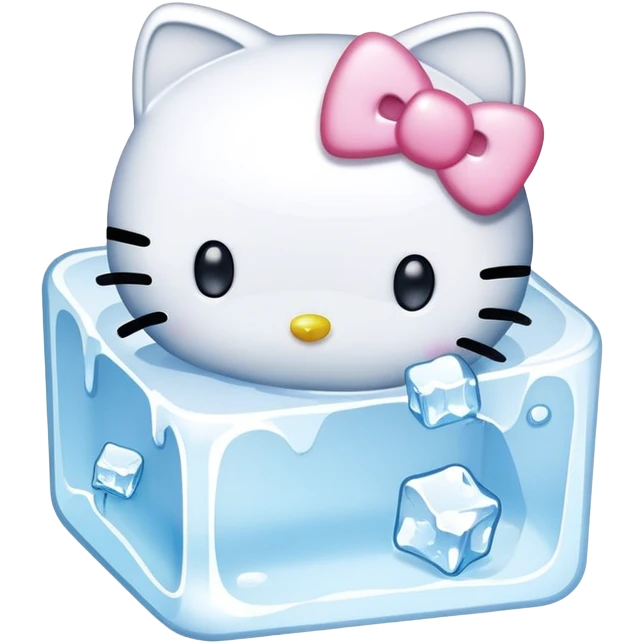 Cute hello kitty with ice cube emoji