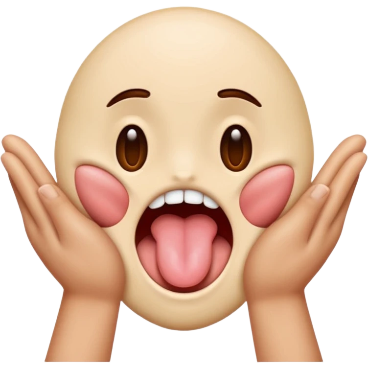 Hands on both side tongue out emoji
