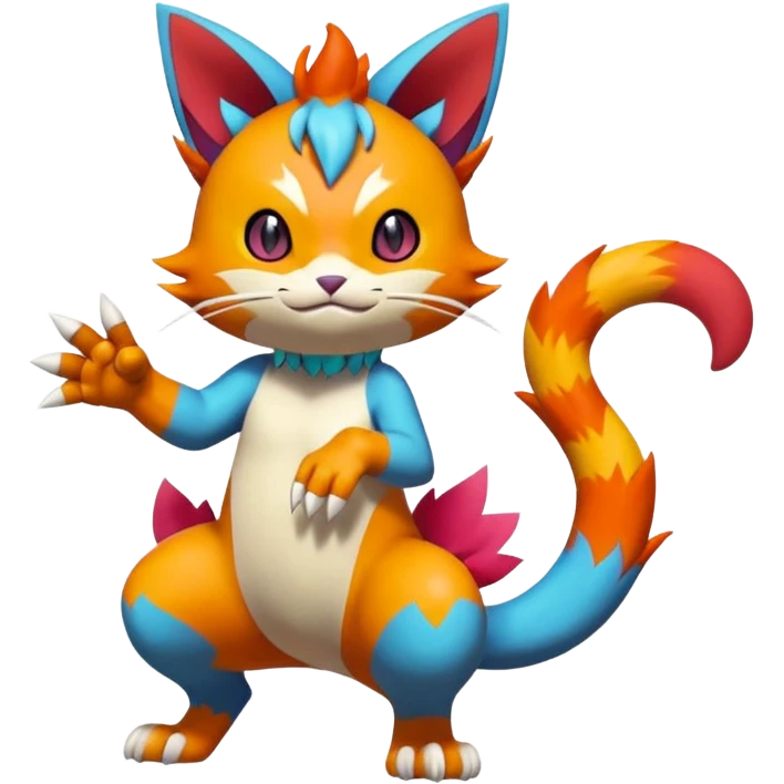 Sprigatito-Floragato-Meowscarada-Torracat-Pokémon-Fakémon-hybrid-fusion-creature (full body) emoji