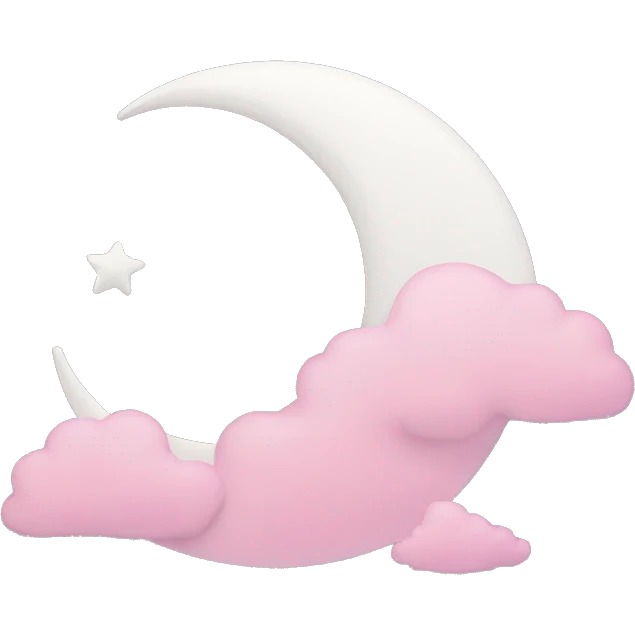 White Crescent moon and pink clouds emoji