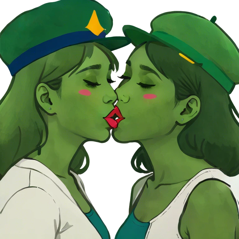 Two girls kissing emoji
