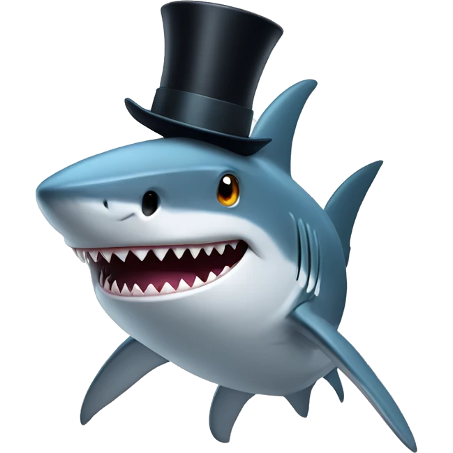Shark with a top hat emoji