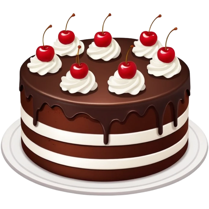 Black Forest cake with chocolate, cherries, and whipped cream emoji