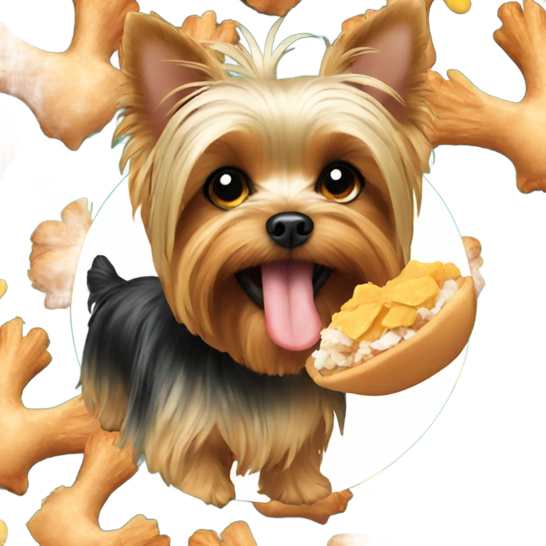 Yorkie eating chicken emoji