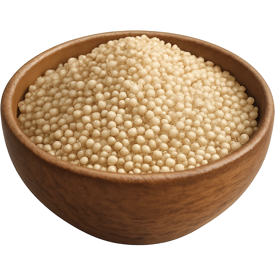 realistic style quinoa grains in a bowl, no background emoji