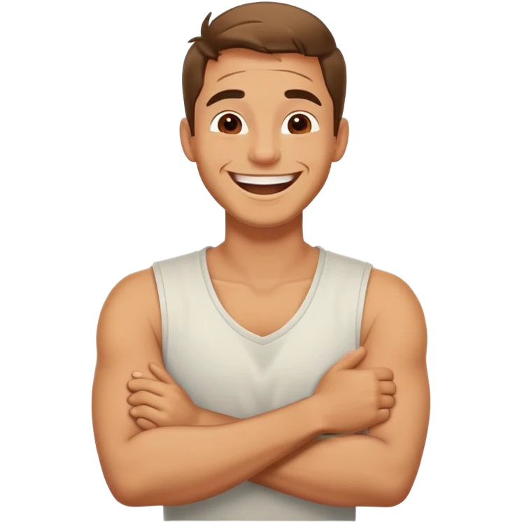 arms crossed around neck laughing guy emoji