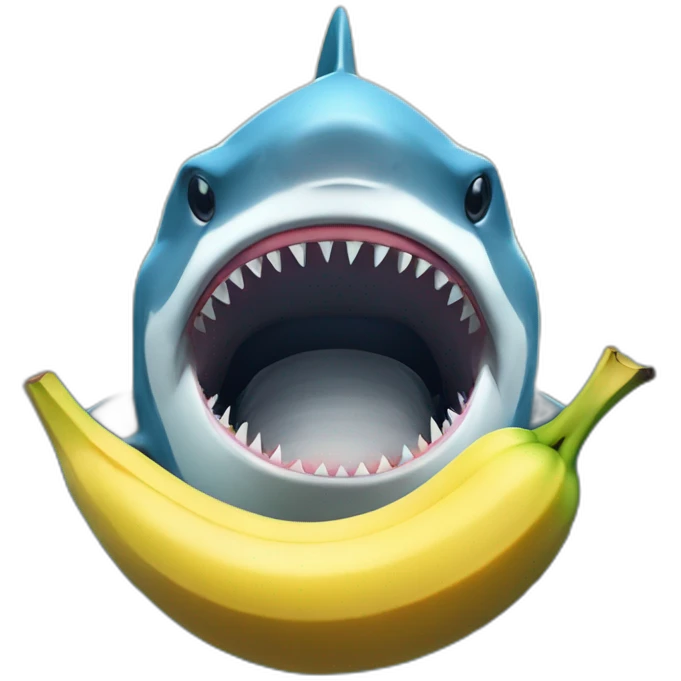 un requin qui mange un banane emoji