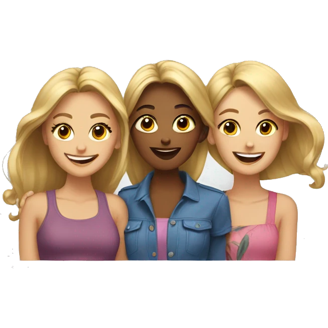 Four girlfriends happy emoji