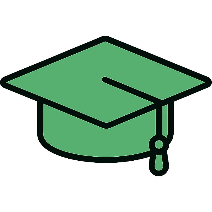 green graduation cap, minimal, modern style emoji