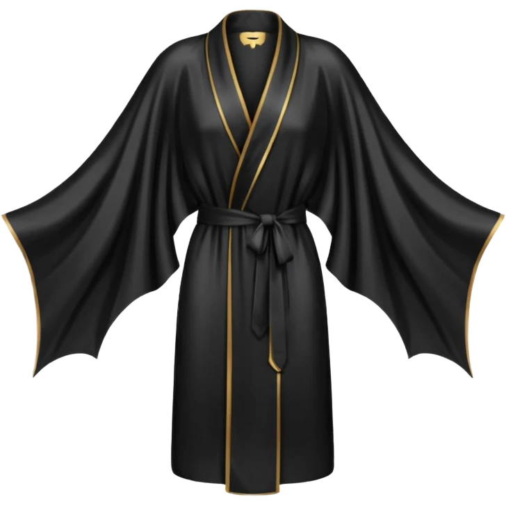 Plain Black silk robe, long, bat wing sleeves, high definition emoji