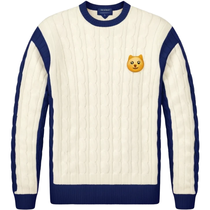 Ralph Lauren classic cable knit white sweater with small polo logo, emoji style emoji