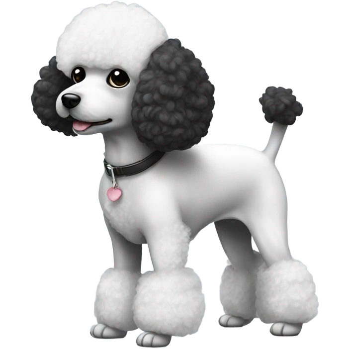 black head and body white toy poodle emoji