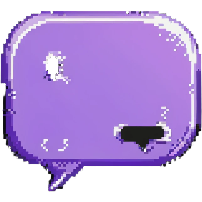 Twitch purple chat bubble logo with white glitch emoji