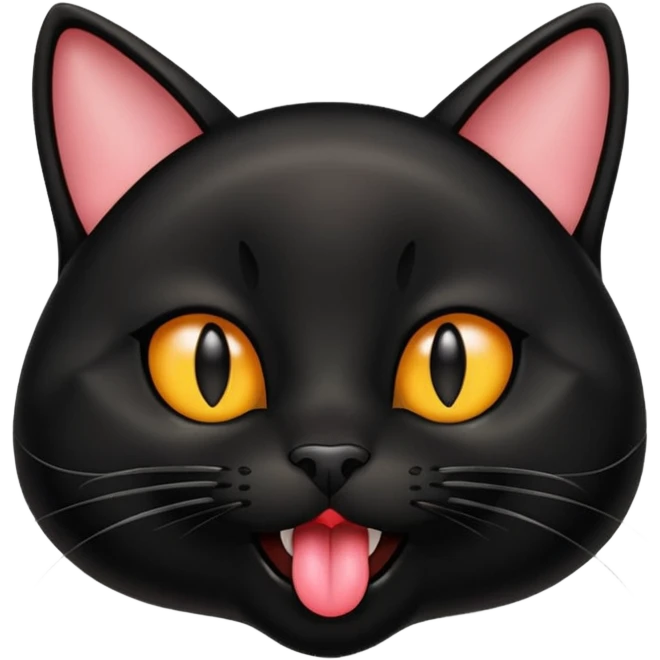 A real black cat with its tongue out emoji
