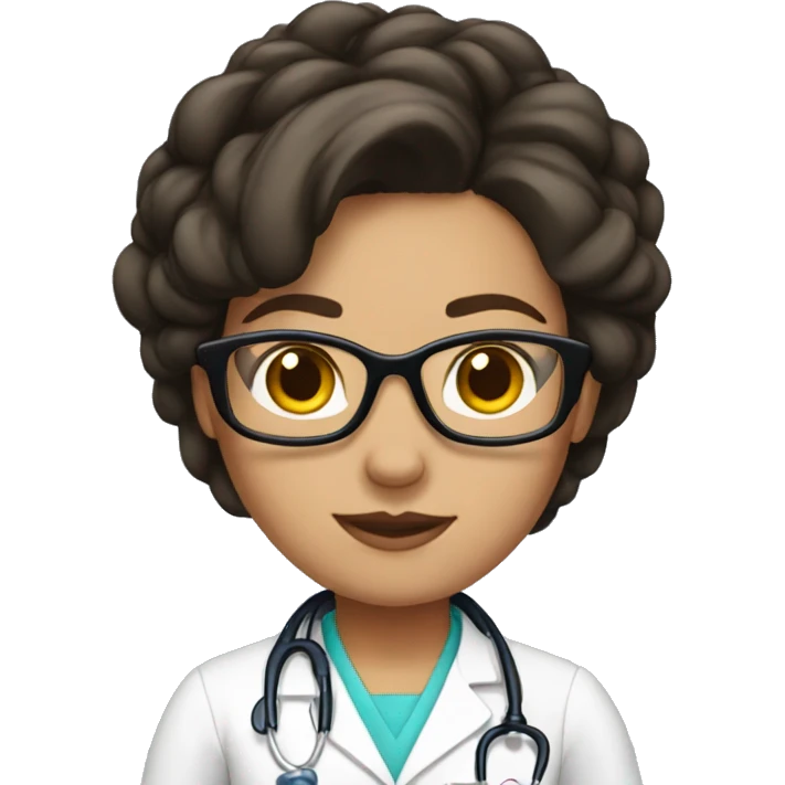 Brunette doctor with glasses hair up emoji