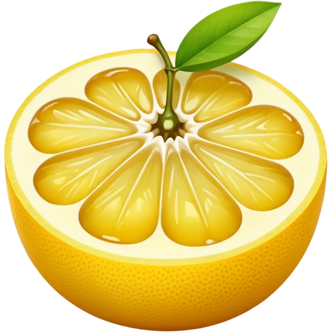 A halved yuzu fruit, in Apple iPhone emoji style. Bright yellow skin with subtle texture, juicy interior visible, vibrant colors, smooth gradients, glossy highlights, clean simple shapes, no outlines, slight 3D depth.
 emoji